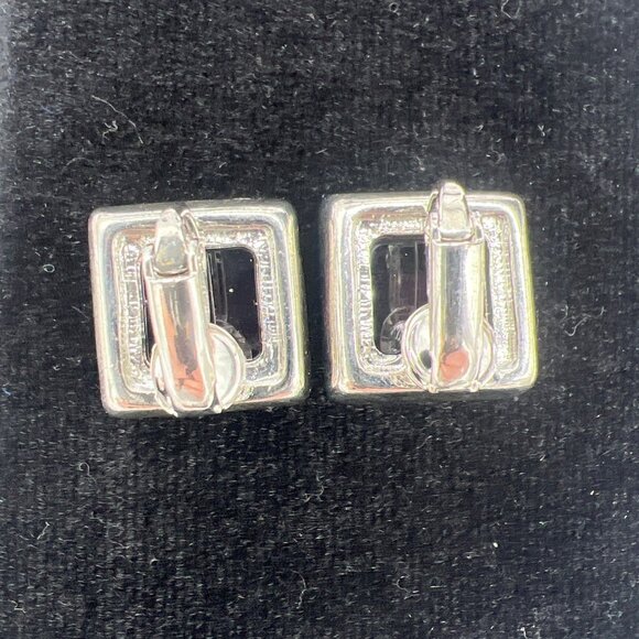 Anne Klein Purple Square Clip-On Earrings Nickel Safe - Picture 6 of 6